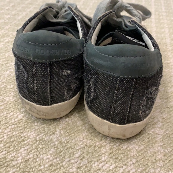 GOLDEN GOOSE GRAY DENIM SUPERSTAR SNEAKERS - Picture 6 of 8